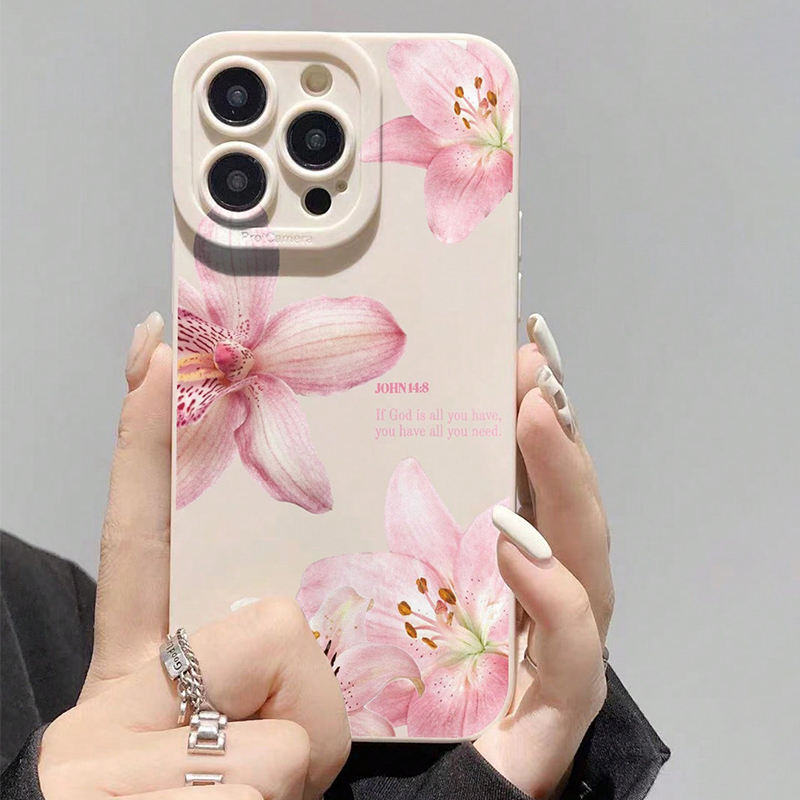 Phone Cases Unique - 블루 플로럴 페인팅 실리콘 INS 폰
