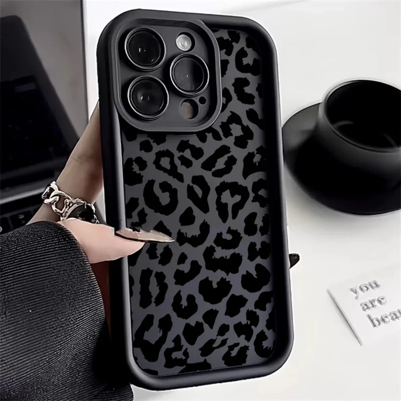 Phone Cases Rhode - 블랙 레오파드 프린트 패턴 실리콘 케이스