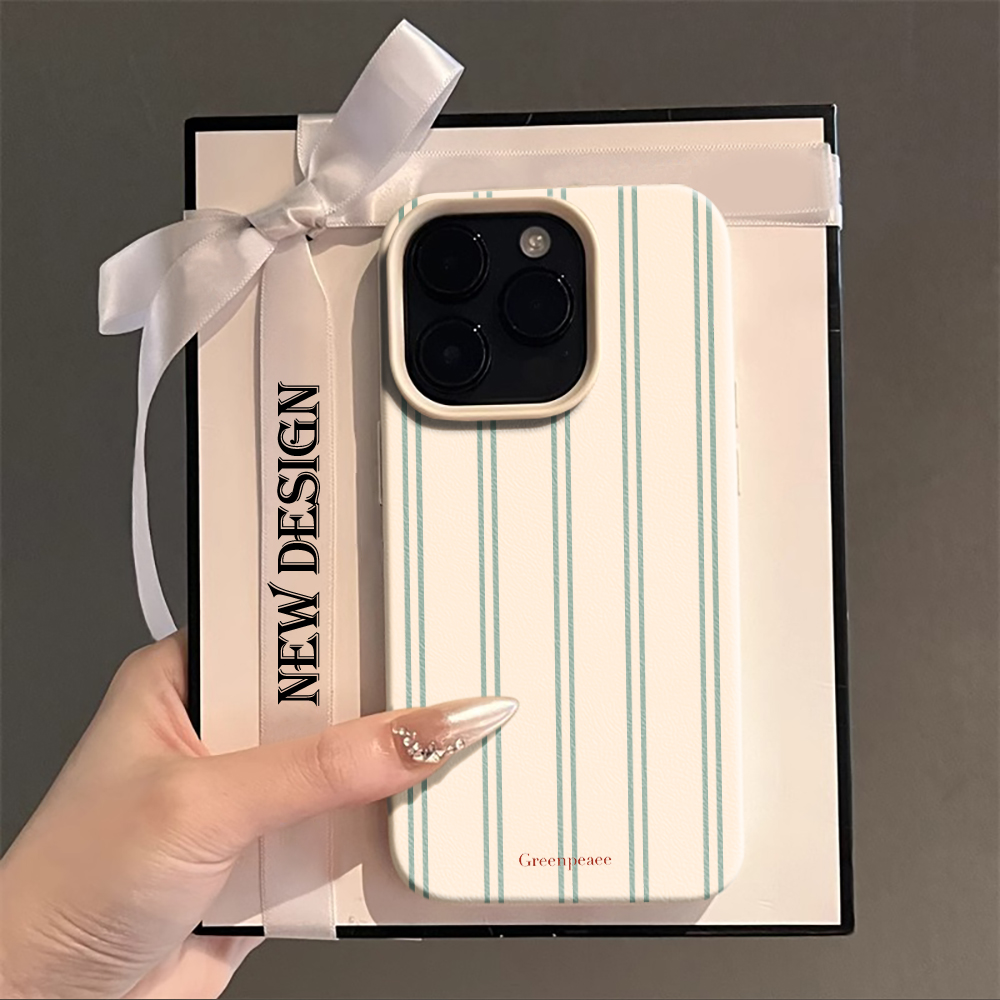 Phone Cases Unique - 핑크 스트라이프 프린트 여름 폰 케이스