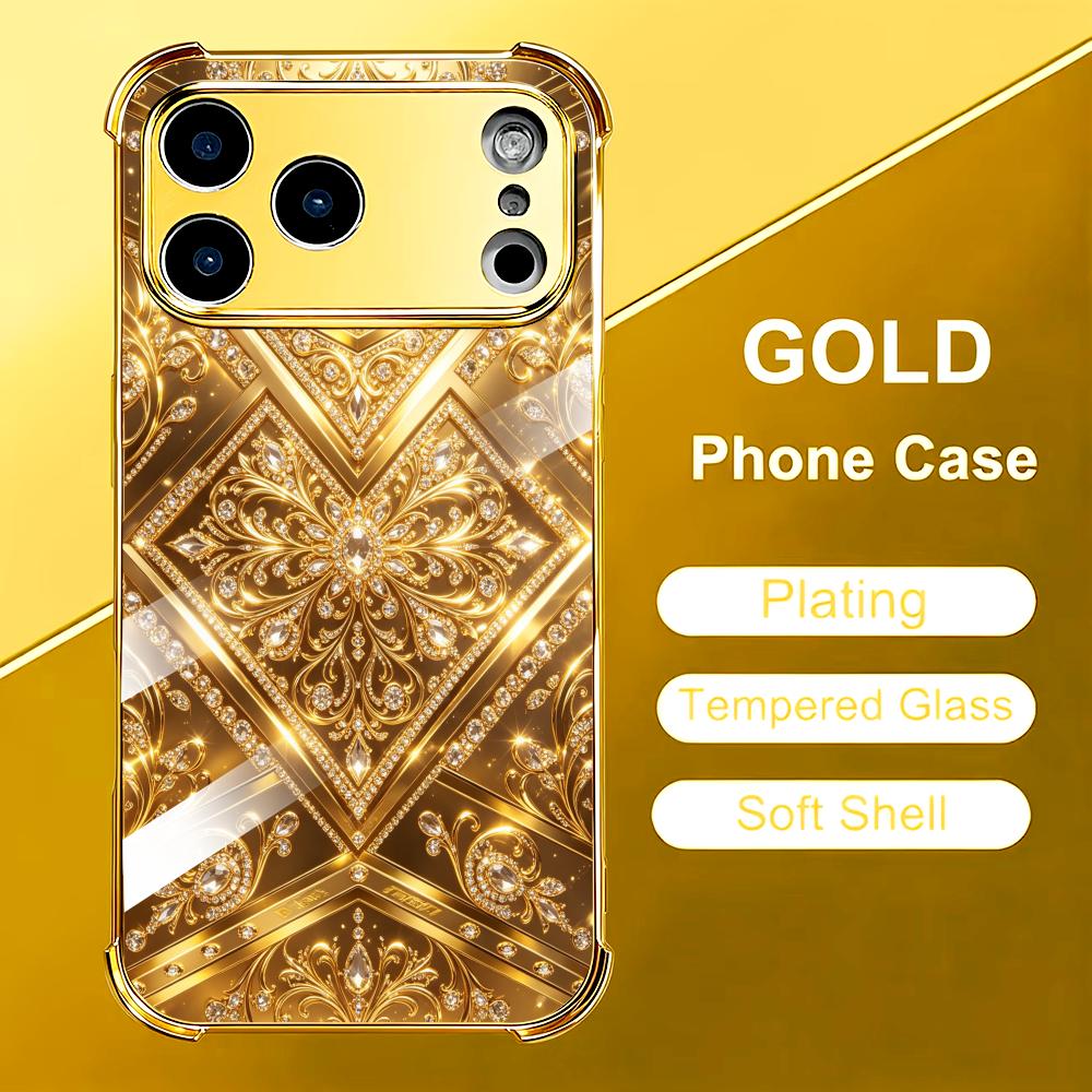 Phone Cases Rhode - 세련된 골드 바로크 유리 폰 케이스