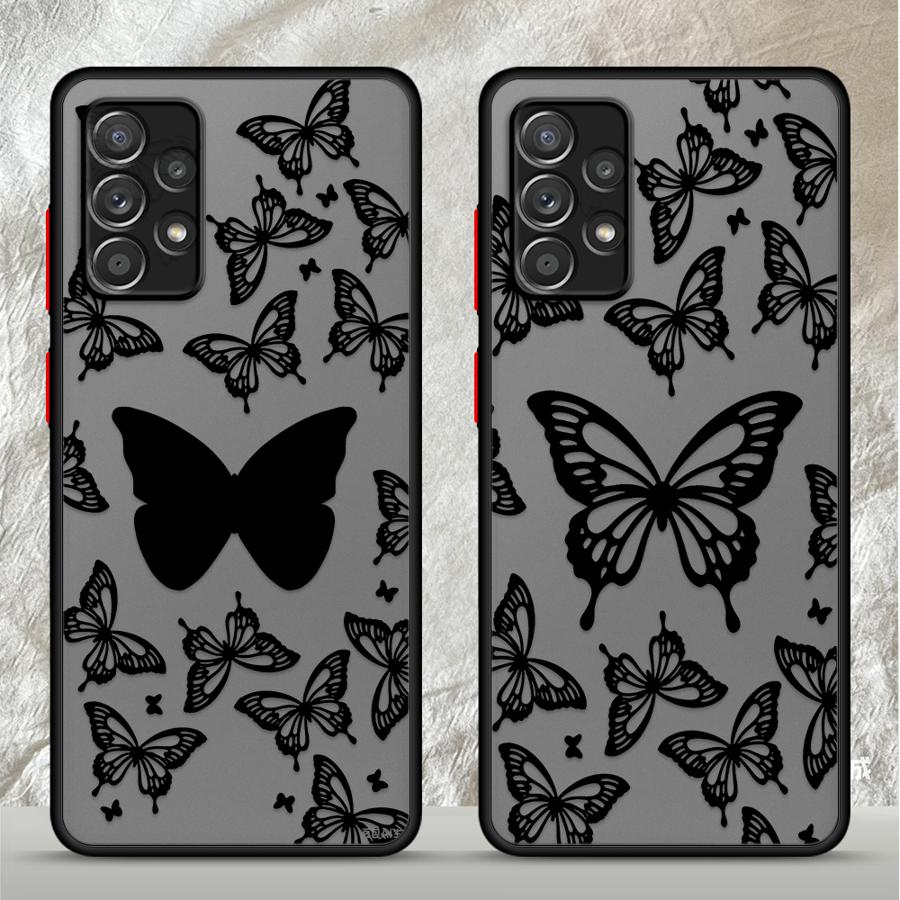 Phone Cases Samsung A14 - 블랙 버터플라이 폰 커버 케이스 삼성