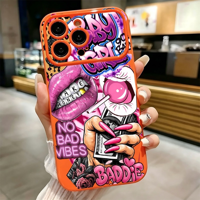 Phone Cases Unique - 힙합 핑크 입술 아기 소녀 그래피티