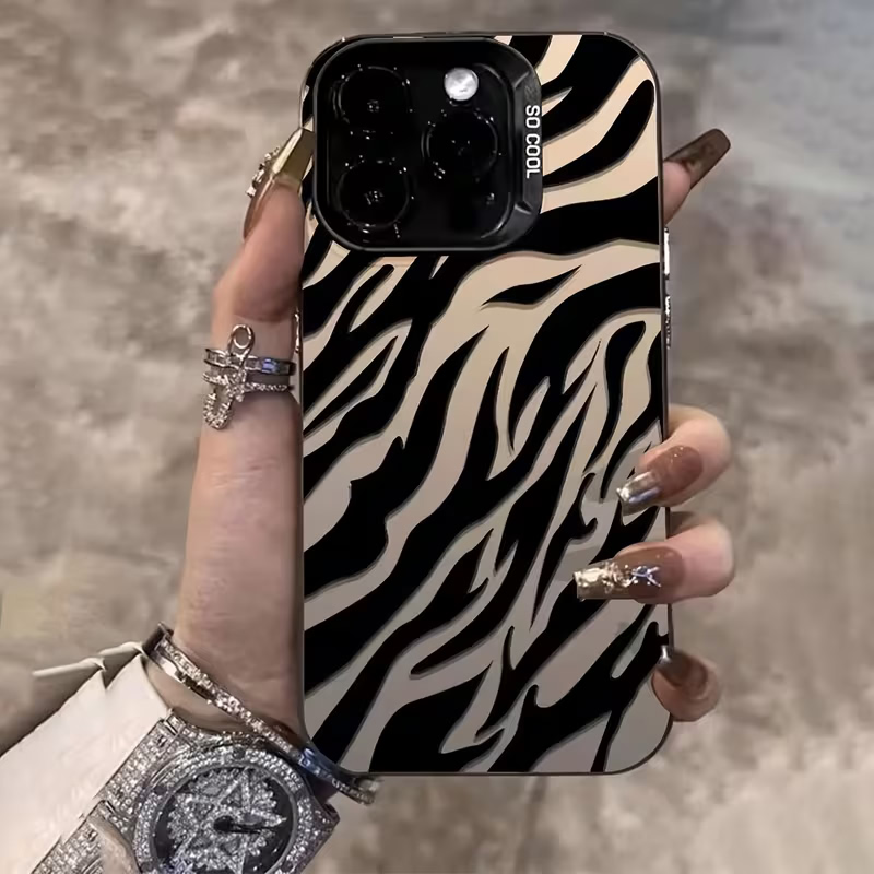 Phone Cases Unique - 얼룩말 패턴 블랙 고급 IMD 충격