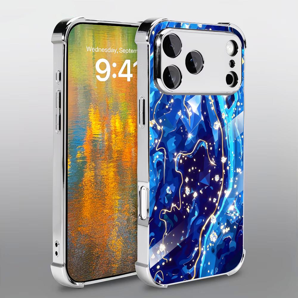 Phone Cases Rhode - 우아한 딥 블루 질감의 유리 소재