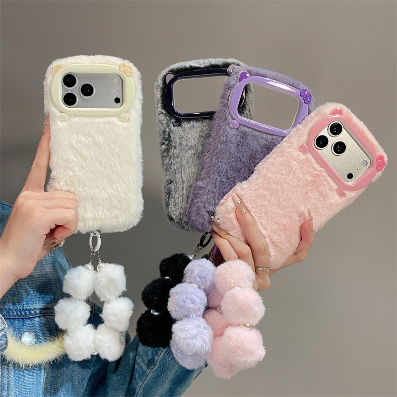 Phone Cases Iphone 17 Pro Max - 고급 솔리드 컬러 퍼리 플러시 폰