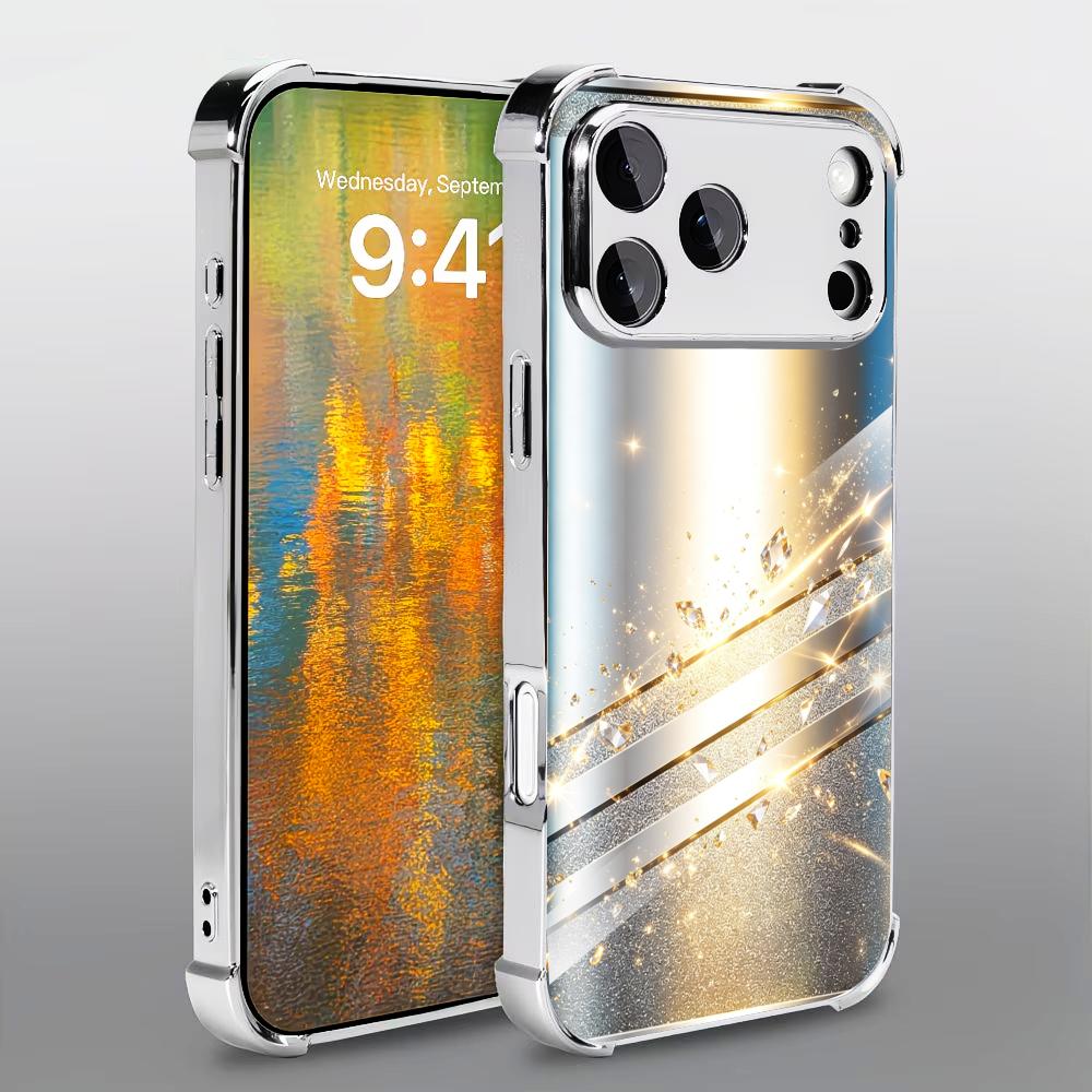 Phone Cases Rhode - 고급스러운 미니멀리스트 실버 글래스 폰 케이스