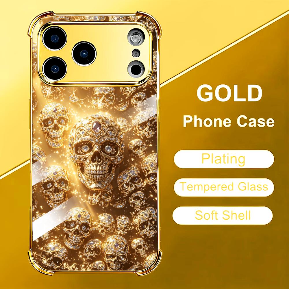 Phone Cases Rhode - 고급스러운 골든 스컬 글래스 폰 케이스