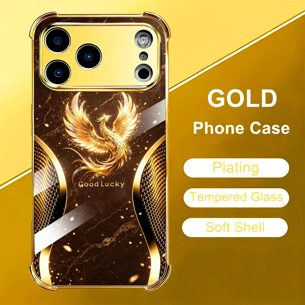 Phone Cases Rhode - 세련된 골든 피닉스 글래스 폰 케이스