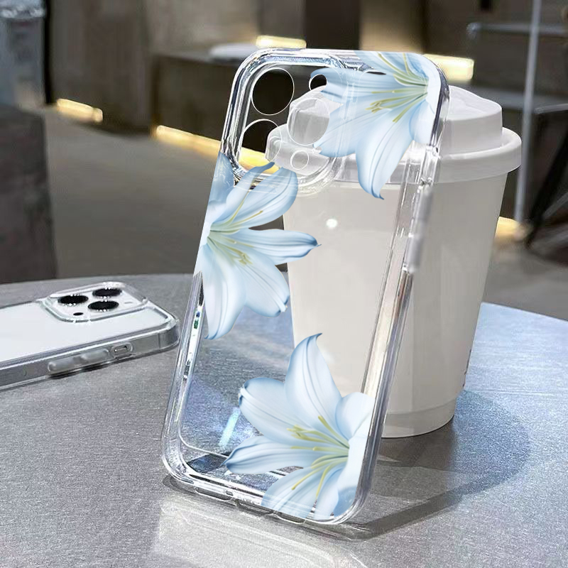 Phone Cases Transparent - 세련된 화이트 백합꽃 디자인 아이폰 17