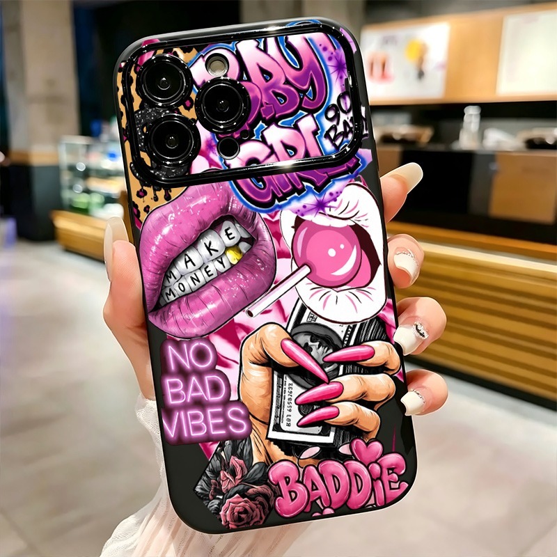 힙합 핑크 입술 아기 소녀 그래피티 프린트 폰 케이스  - Phone Cases Unique 리뷰 및 가격