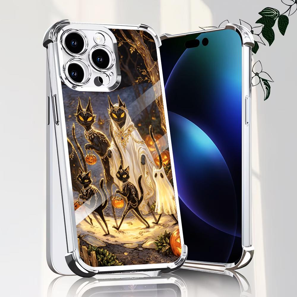 할로윈 검은 고양이 유리 폰 케이스 (아이폰 케이스,  - Phone Cases Rhode 리뷰 및 가격