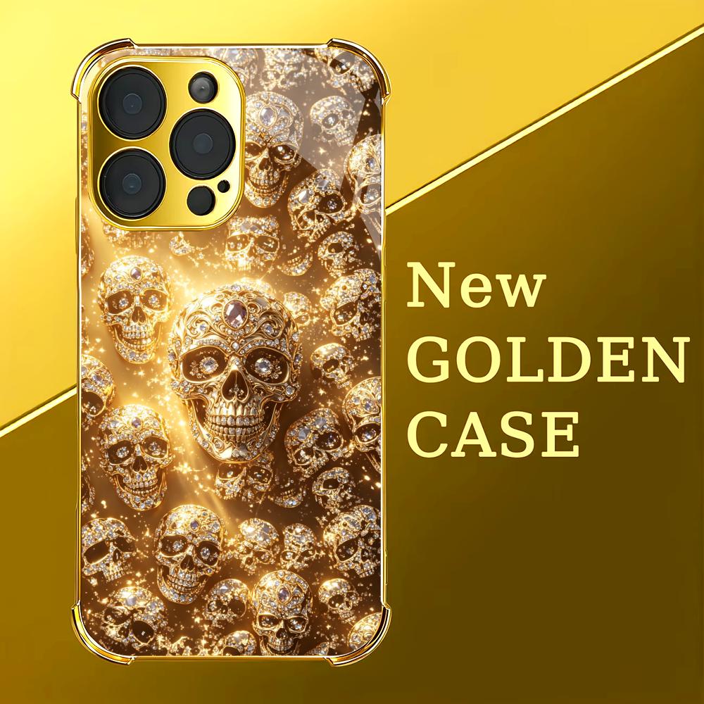 고급스러운 골든 스컬 글래스 폰 케이스 (아이폰 코크, - Phone Cases Rhode 리뷰 및 가격