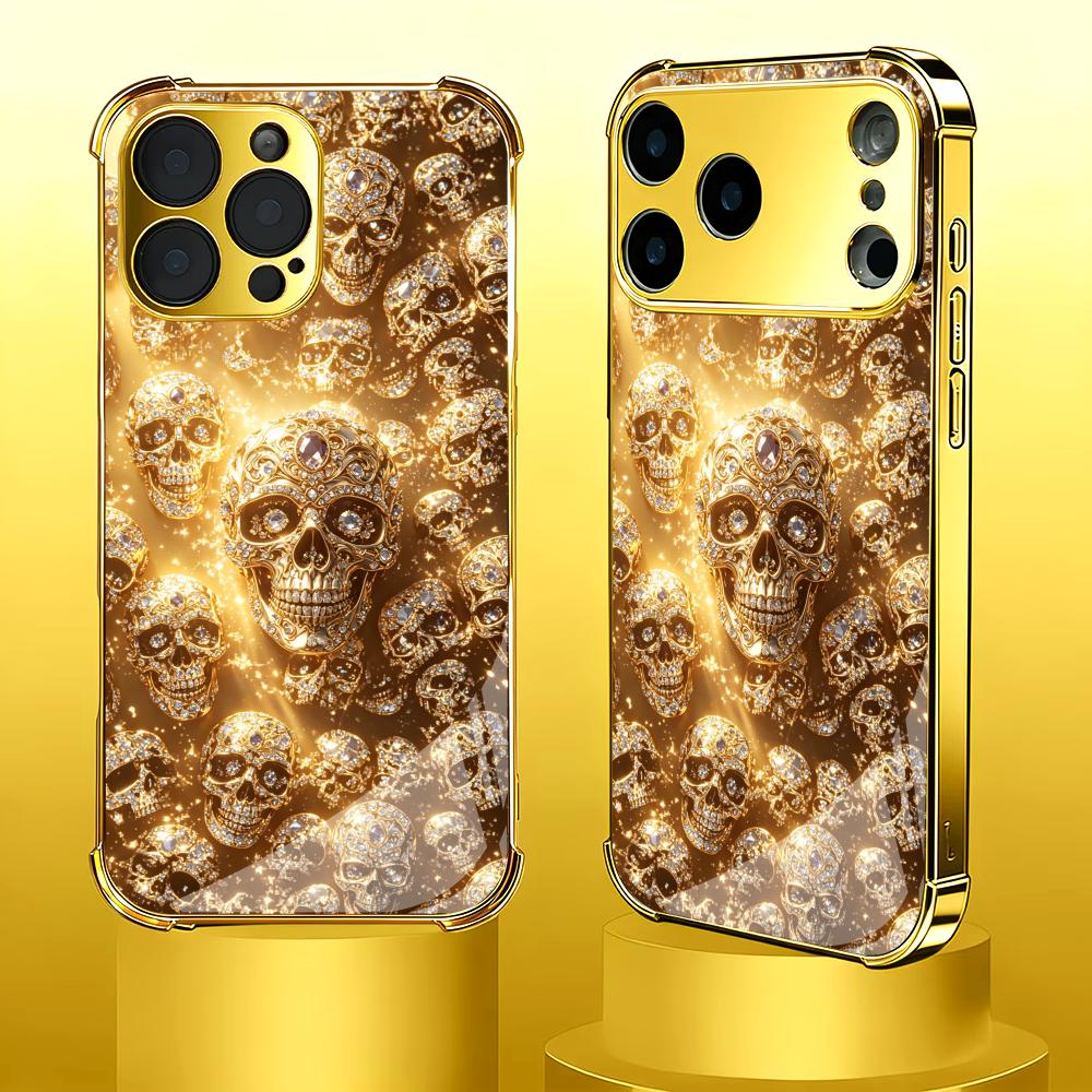 고급스러운 골든 스컬 글래스 폰 케이스 (아이폰 코크, - Phone Cases Rhode 리뷰 및 가격
