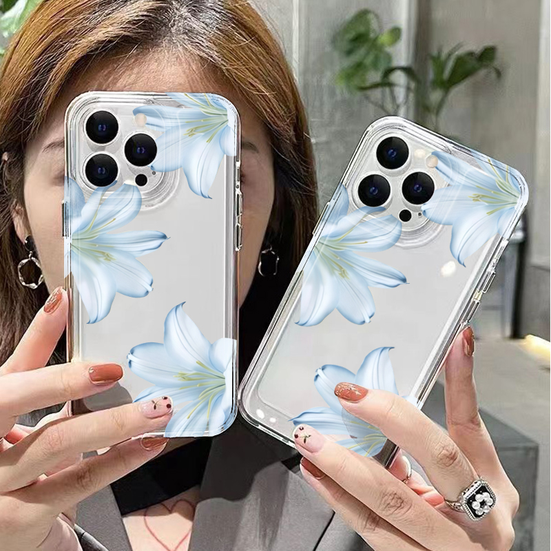 세련된 화이트 백합꽃 디자인 아이폰 17 16 15 P - Phone Cases Transparent 리뷰 및 가격