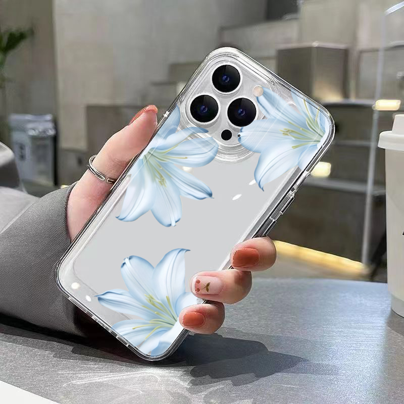 세련된 화이트 백합꽃 디자인 아이폰 17 16 15 P - Phone Cases Transparent 리뷰 및 가격