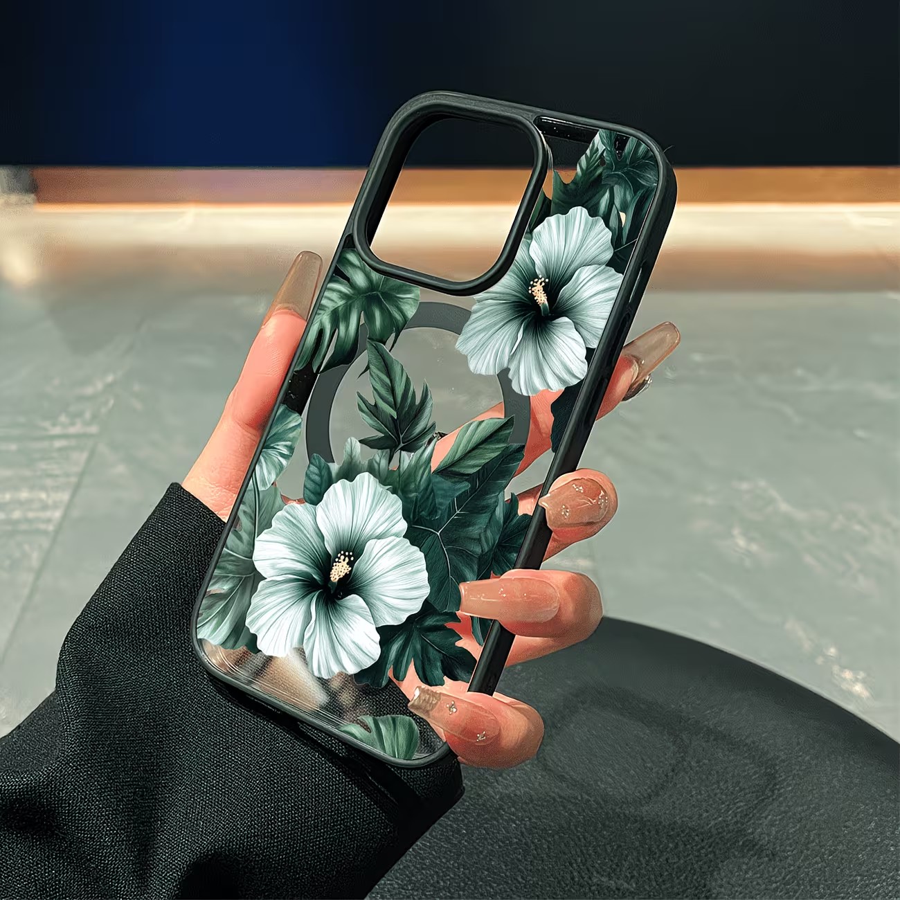 그린 플로럴 프린트 폰 케이스 (아이폰 17, 16,  - Phone Cases Transparent 리뷰 및 가격
