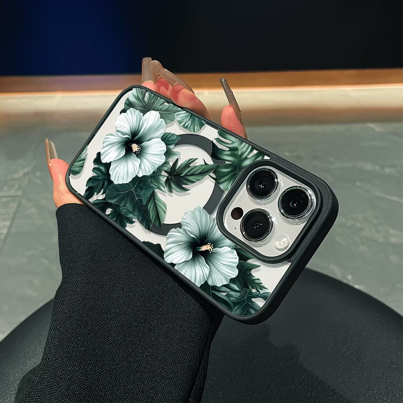 그린 플로럴 프린트 폰 케이스 (아이폰 17, 16,  - Phone Cases Transparent 리뷰 및 가격
