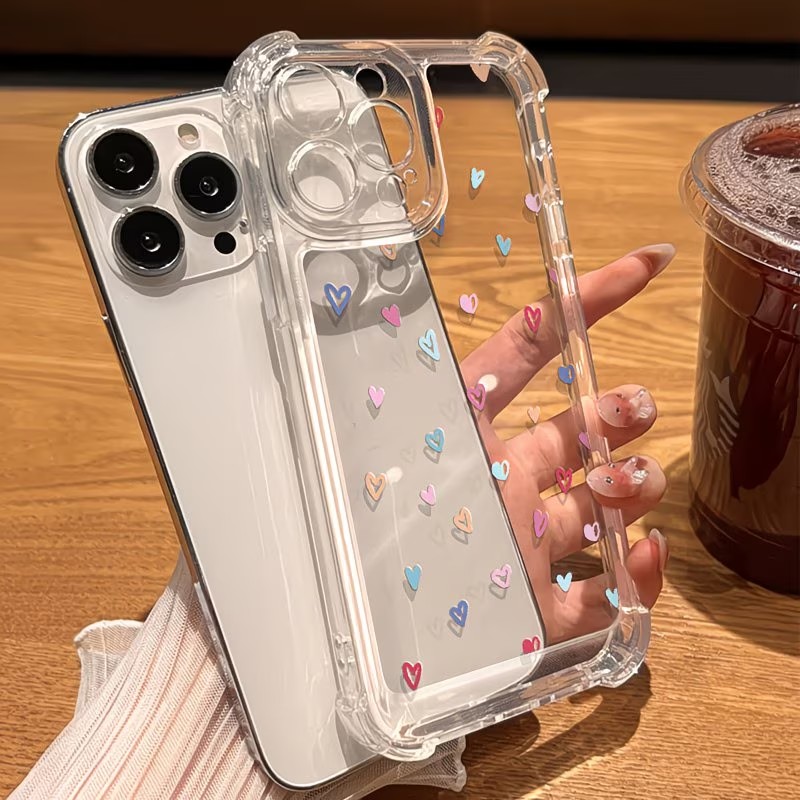 투명 코너 범퍼 컬러풀 하트 폰 케이스 (아이폰 17, - Phone Cases Transparent 리뷰 및 가격