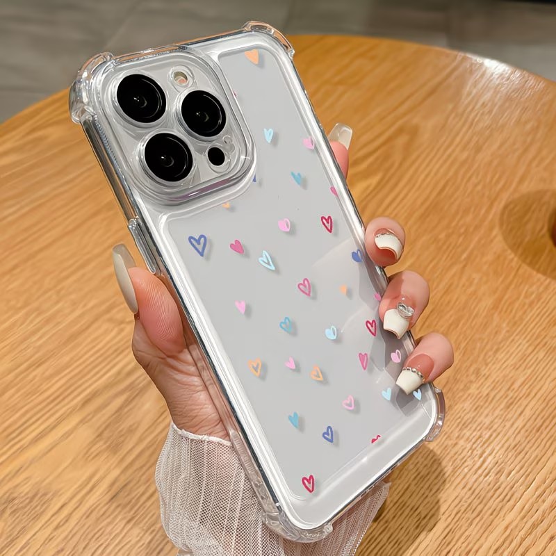 투명 코너 범퍼 컬러풀 하트 폰 케이스 (아이폰 17, - Phone Cases Transparent 리뷰 및 가격
